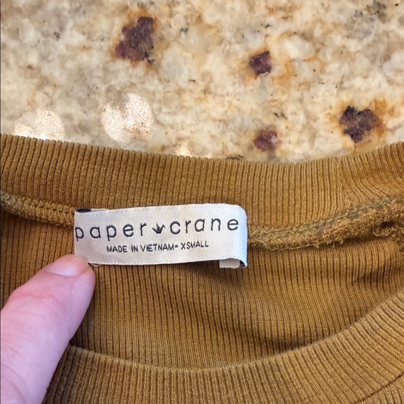 Paper Crane Mustard Long Sleeve Crop Top - Picture 3 of 4